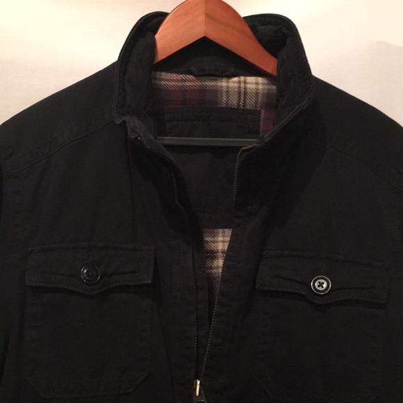 Black cotton American Eagle jacket with medium weight lining. - Picture 2 of 3
